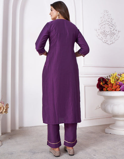 fashionable purple vertical silk designer function wear silk readymade suit collection with purple vertical silk rt8920-184840 Back View